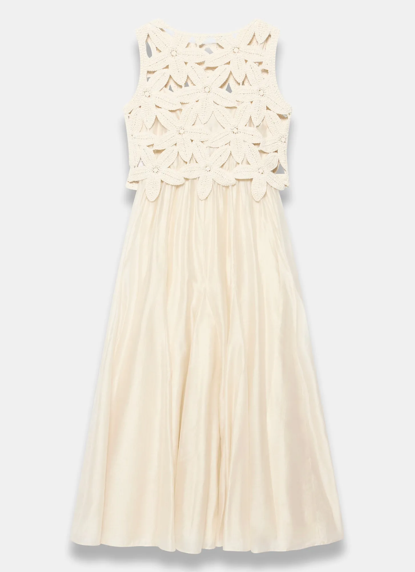 Cream Cotton Blend Crochet Maxi Dress