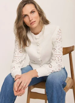 Cream Cotton Blend Crochet Cardigan