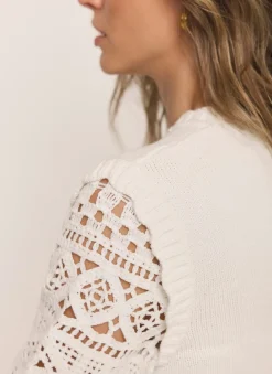 Cream Cotton Blend Crochet Cardigan