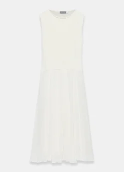Cream Cotton Blend Drop Waist Maxi Dress