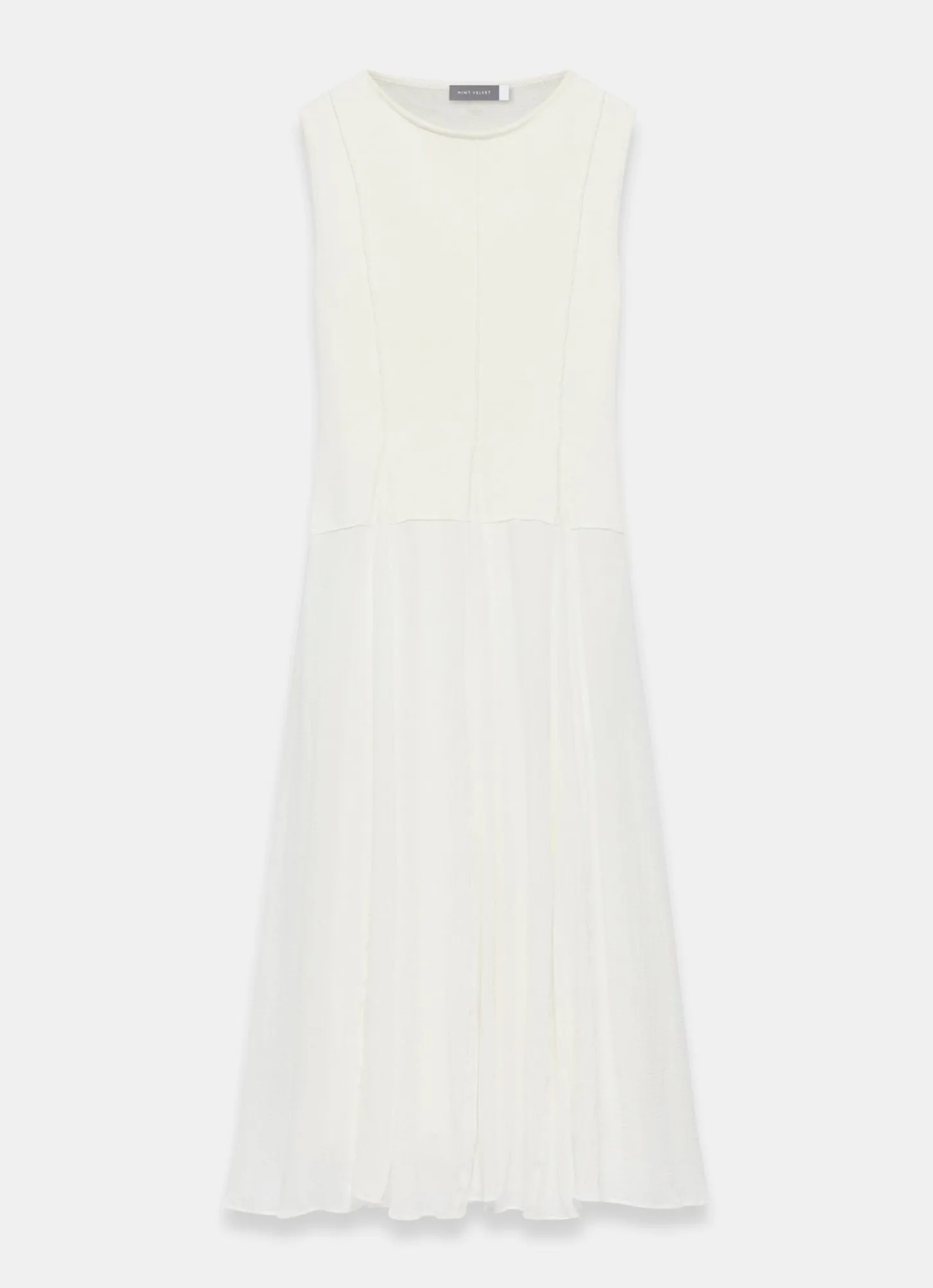 Cream Cotton Blend Drop Waist Maxi Dress