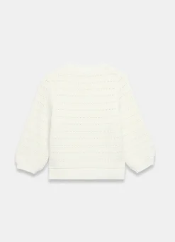 Cream Cotton Blend Floral Detail Jumper