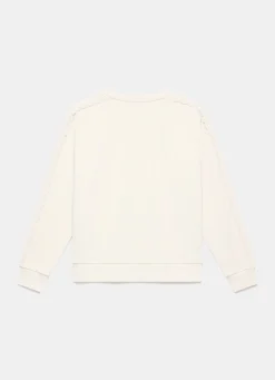 Cream Cotton Blend Lace Trim Sweatshirt
