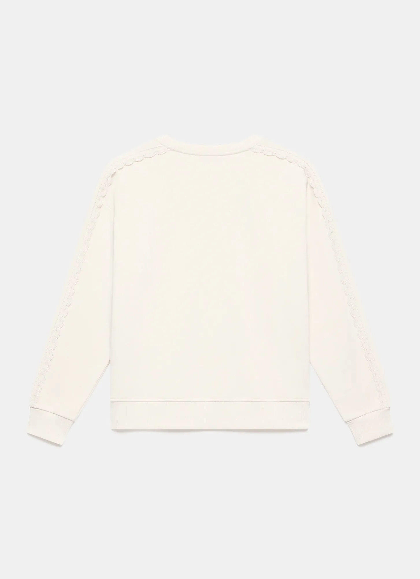 Cream Cotton Blend Lace Trim Sweatshirt