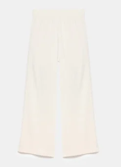 Cream Cotton Blend Lace Trim Joggers