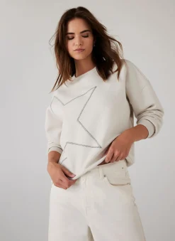 Cream Cotton Blend Star Sweatshirt