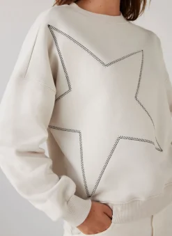 Cream Cotton Blend Star Sweatshirt