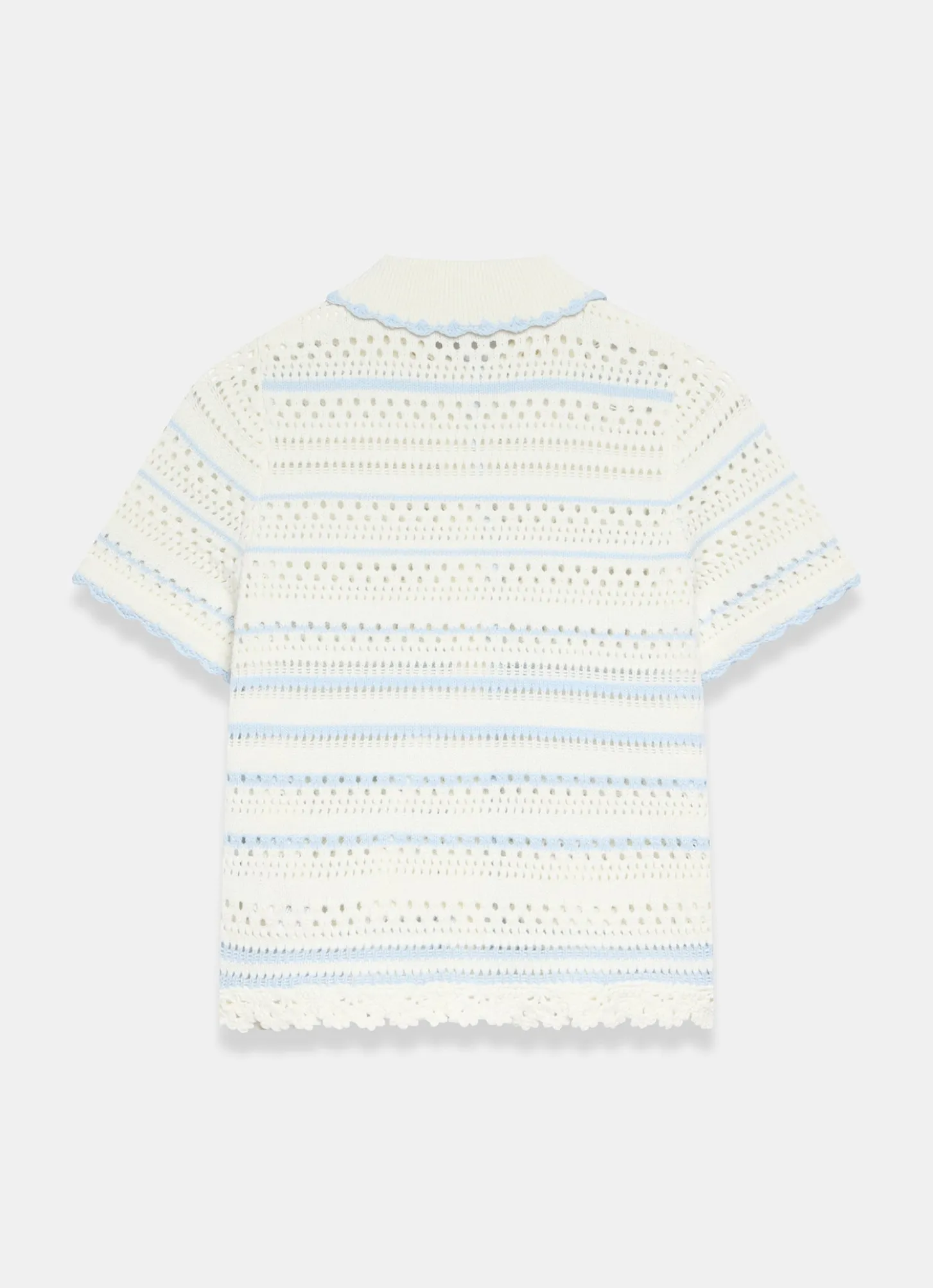 Cream Cotton Blend Stripe Crochet Top