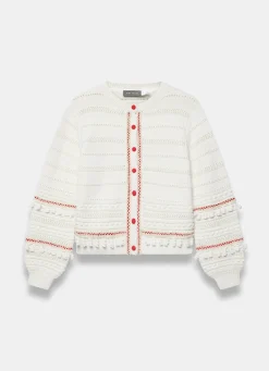 Cream Cotton Blend Tassel Cardigan