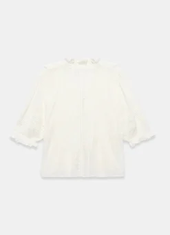 Cream Cotton Ruffle Blouse