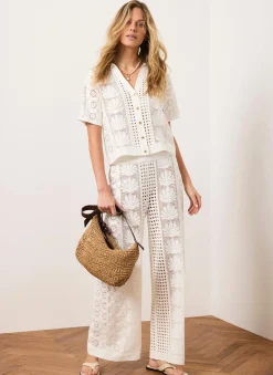 Cream Crochet Shell Shirt