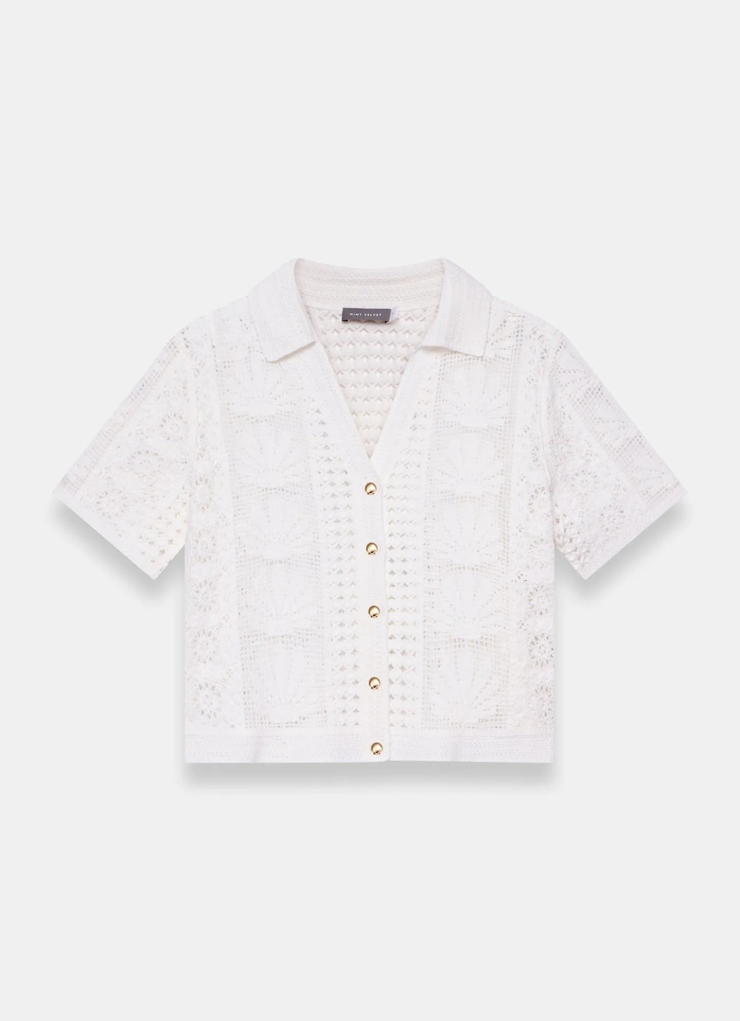 Cream Crochet Shell Shirt