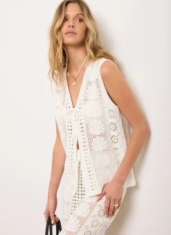 Cream Crochet Shell Top