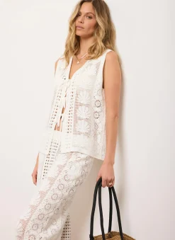 Cream Crochet Shell Top