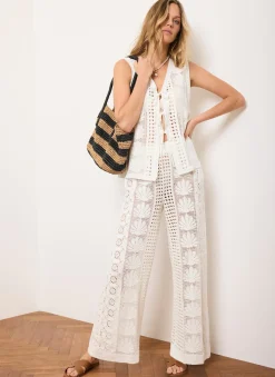 Cream Crochet Shell Top