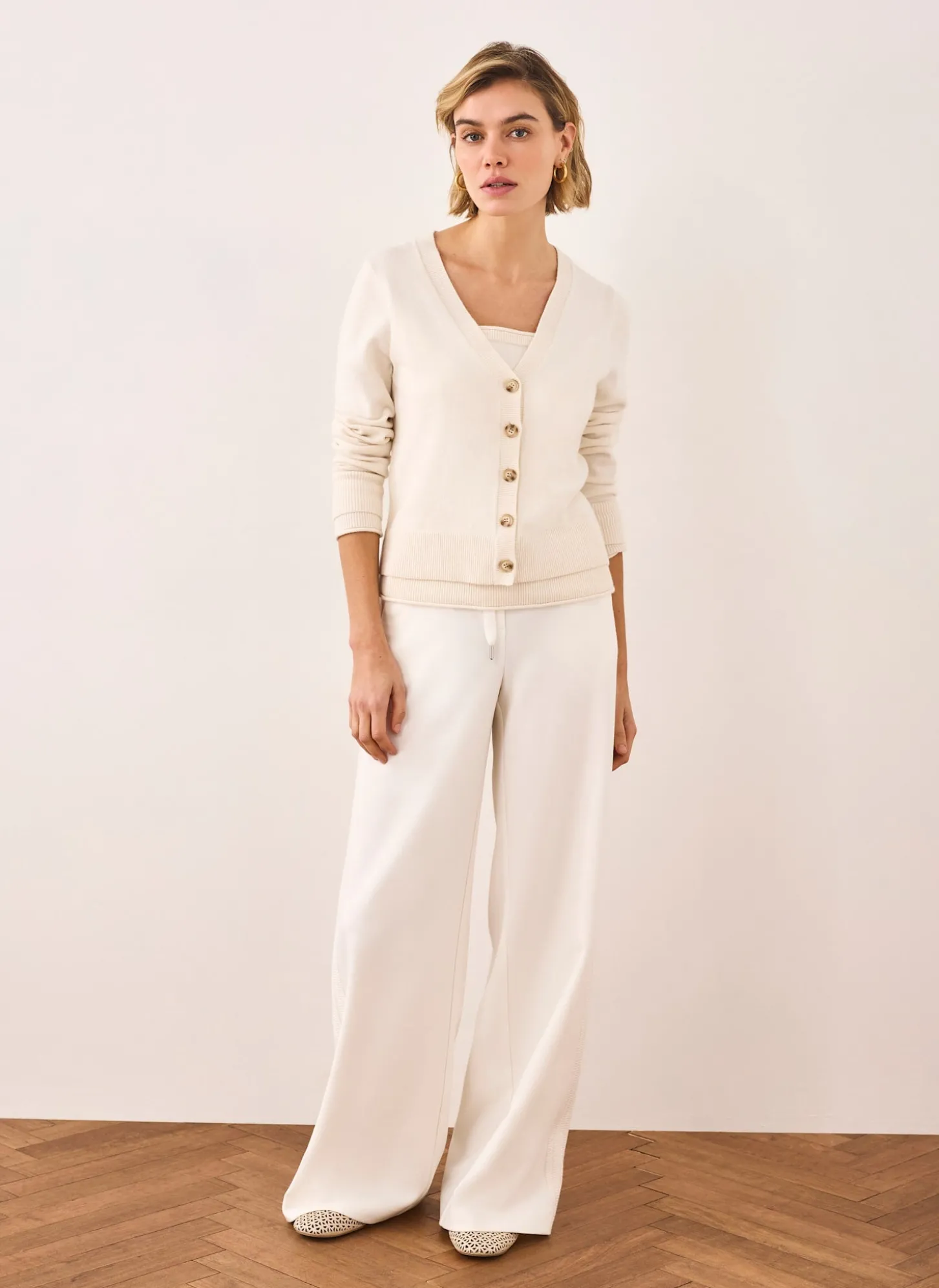Cream Crochet Side Stripe Trousers