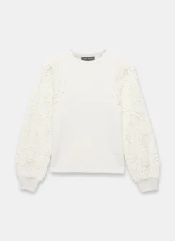 Cream Crochet Sleeve Jumper