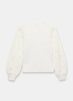 Cream Crochet Sleeve Jumper