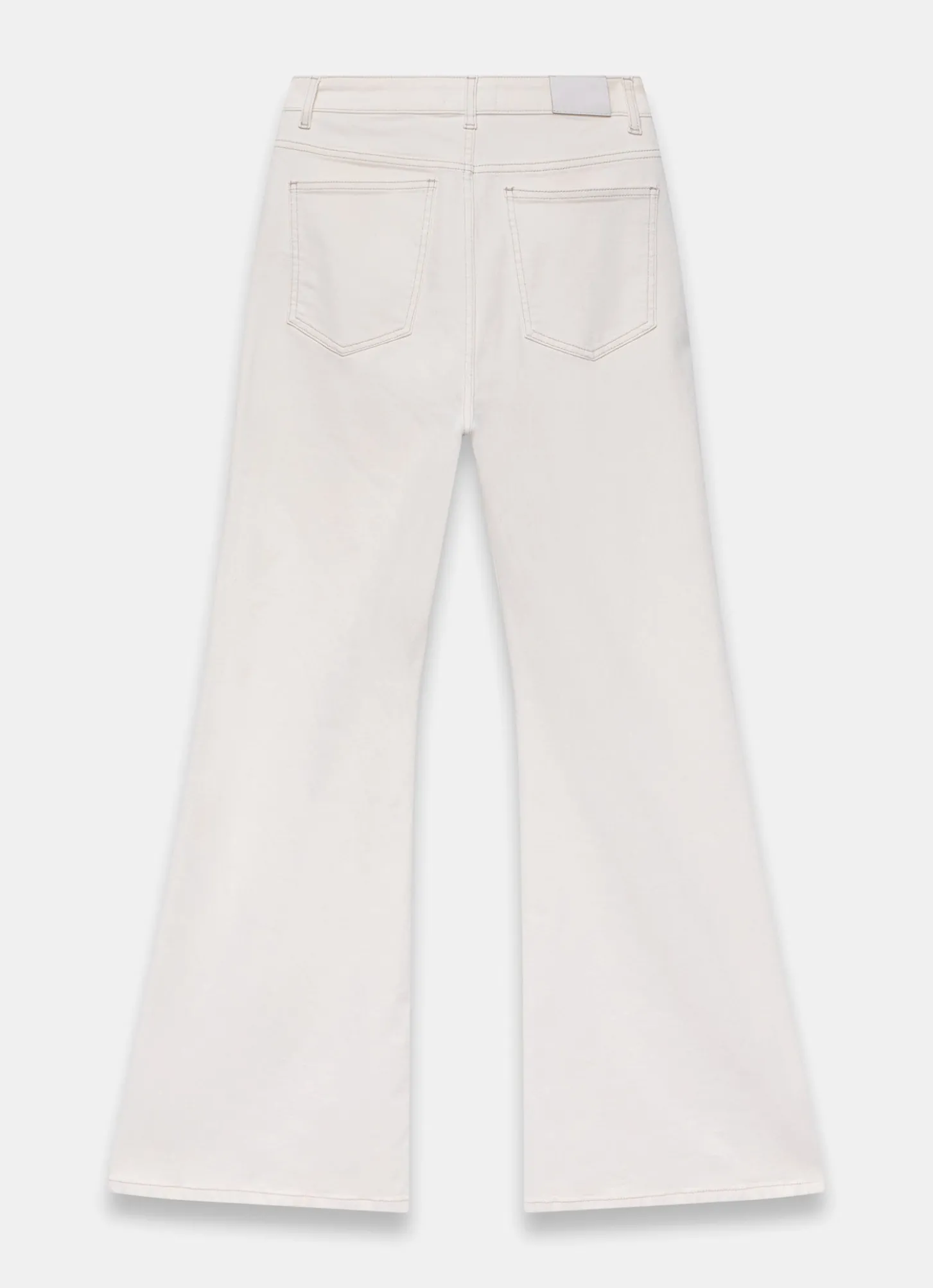Cream Denim Embroidered Flared Jeans