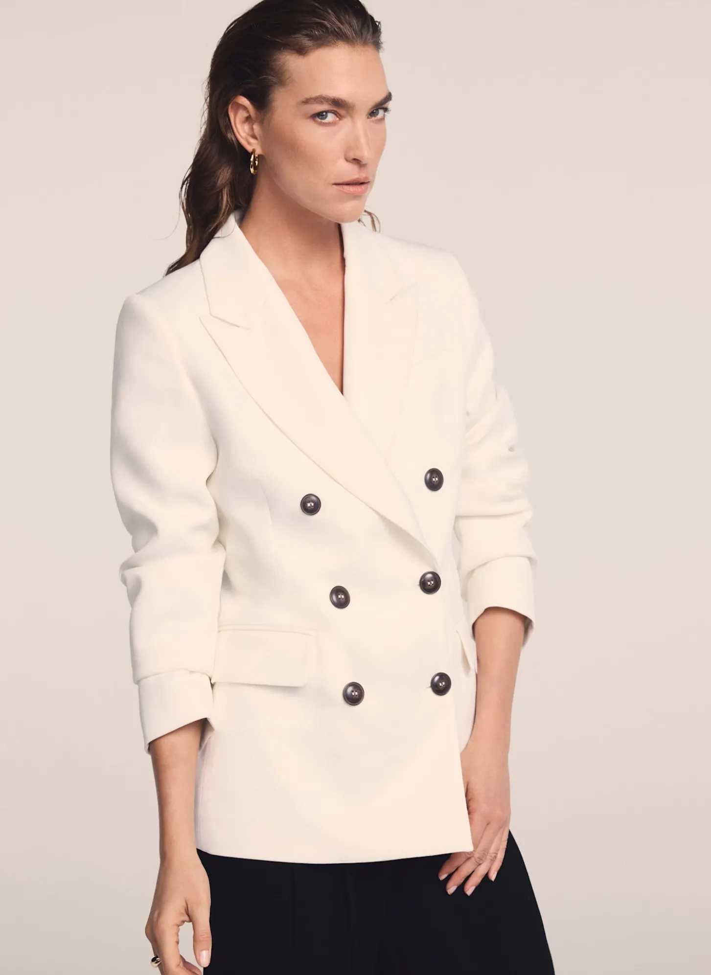 Cream Double Breasted Blazer