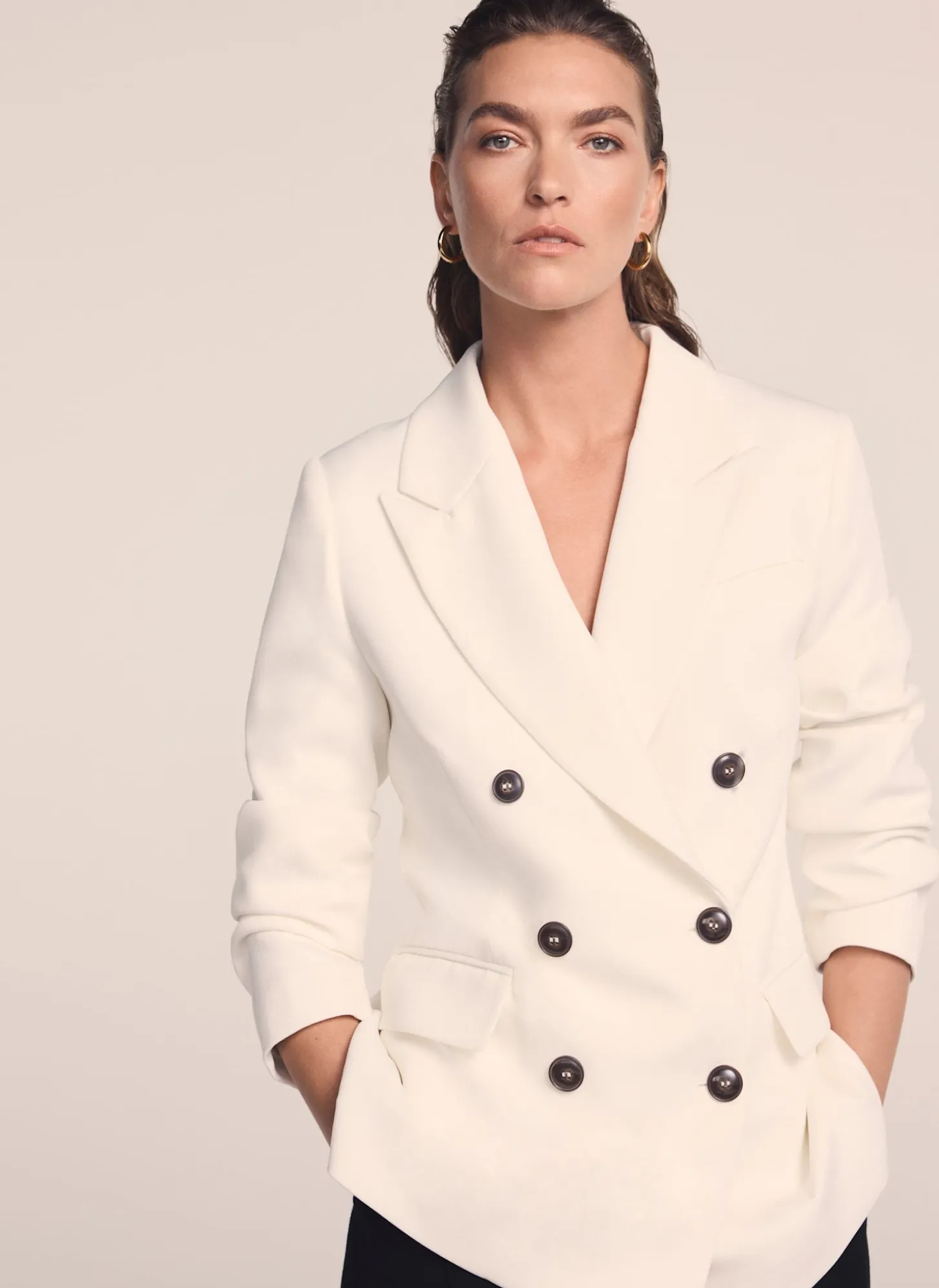 Cream Double Breasted Blazer