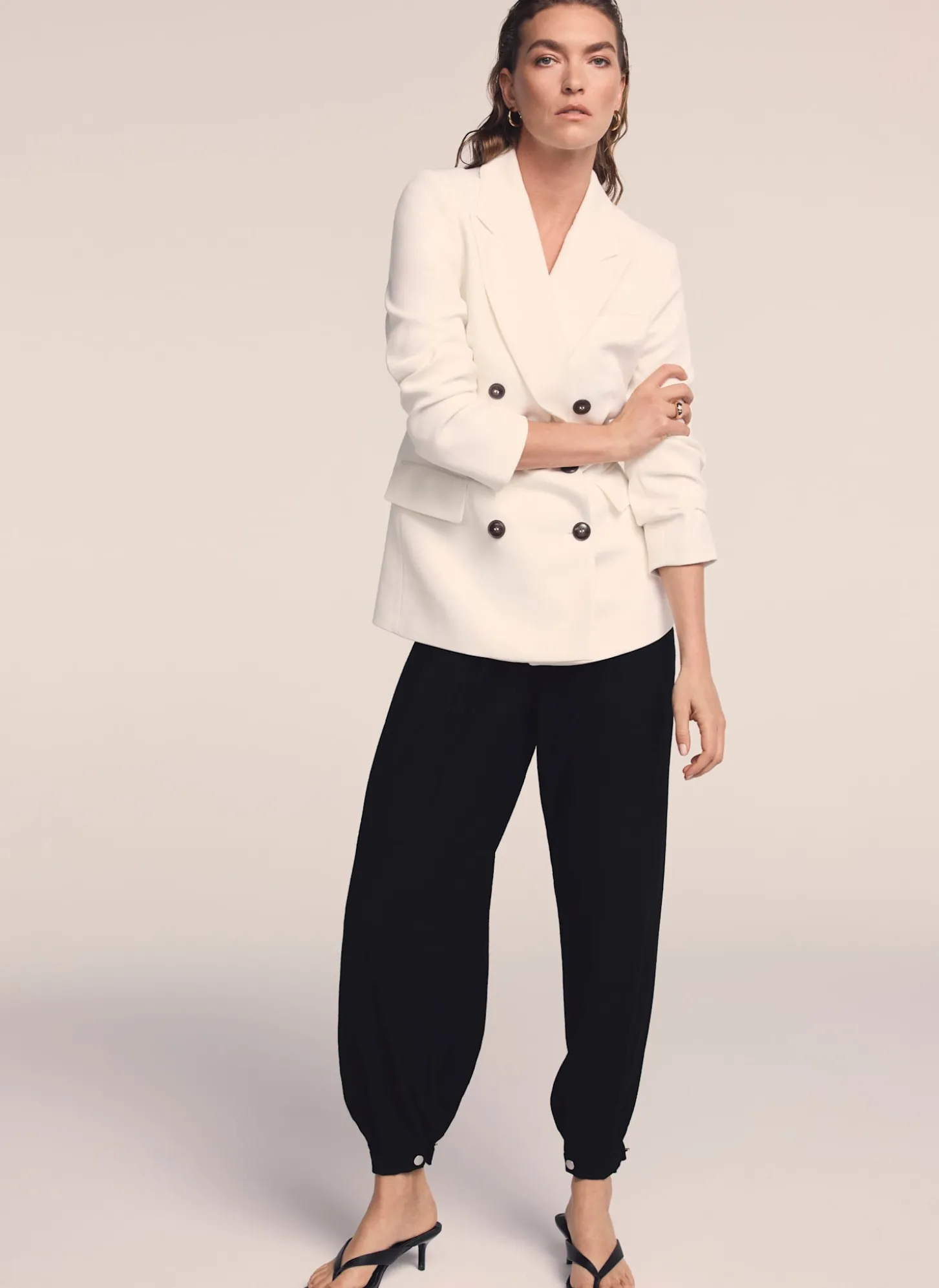 Cream Double Breasted Blazer