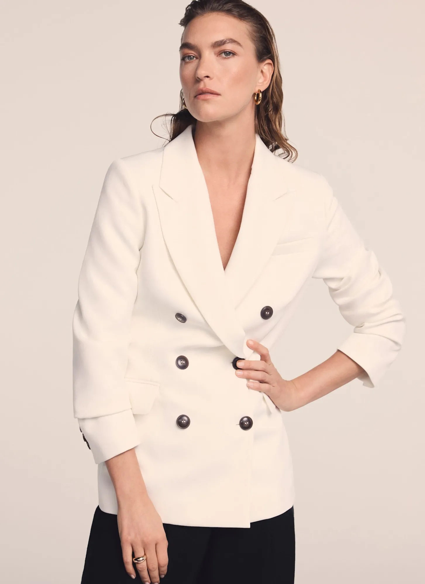 Cream Double Breasted Blazer