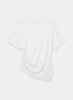 Cream Draped Asymmetric Top