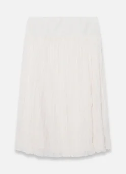 Cream Drop Waist Crinkle Midi Skirt