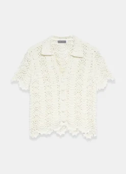 Cream Embellished Crochet Top