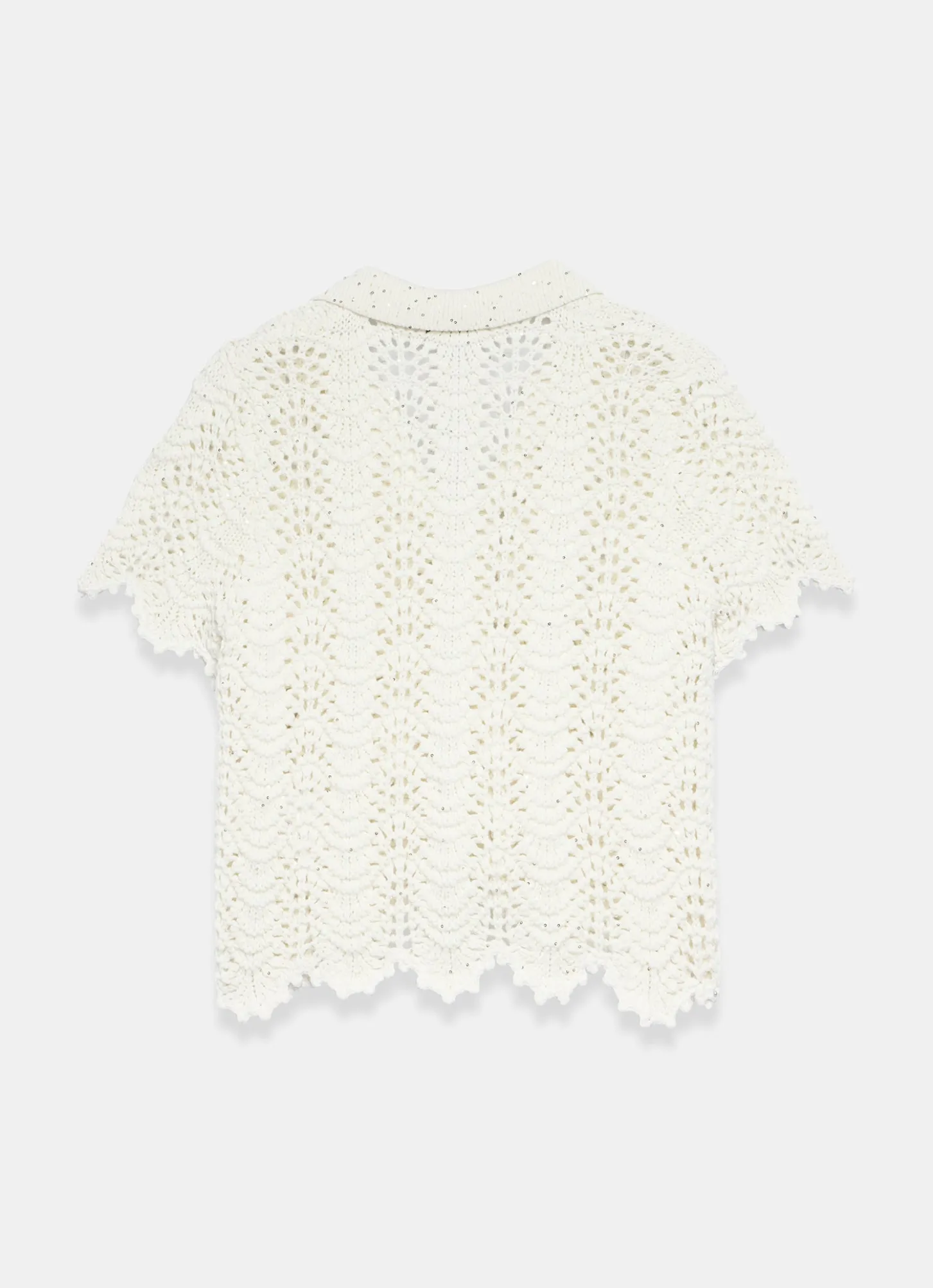 Cream Embellished Crochet Top