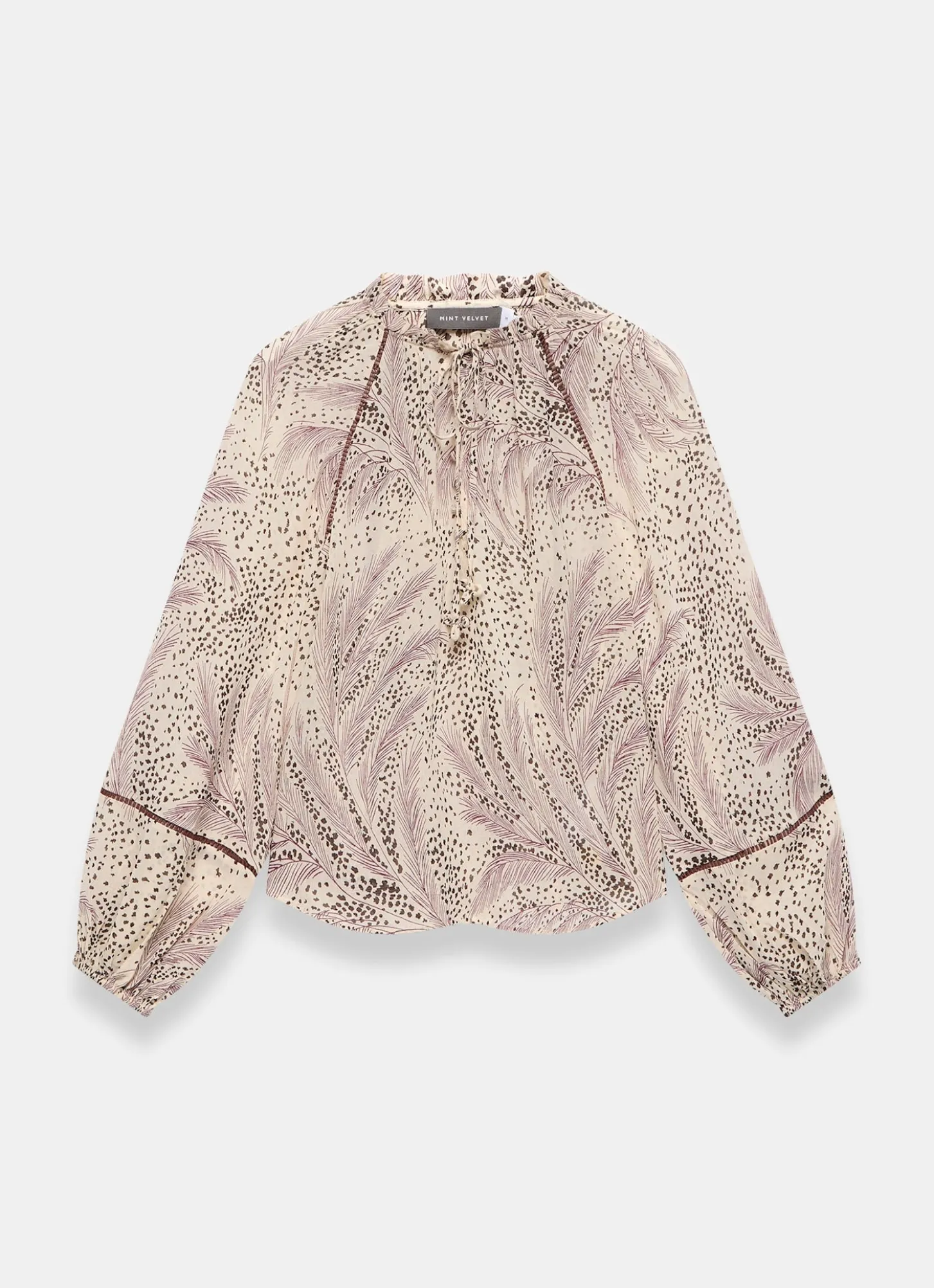 Cream Feather Print Blouse