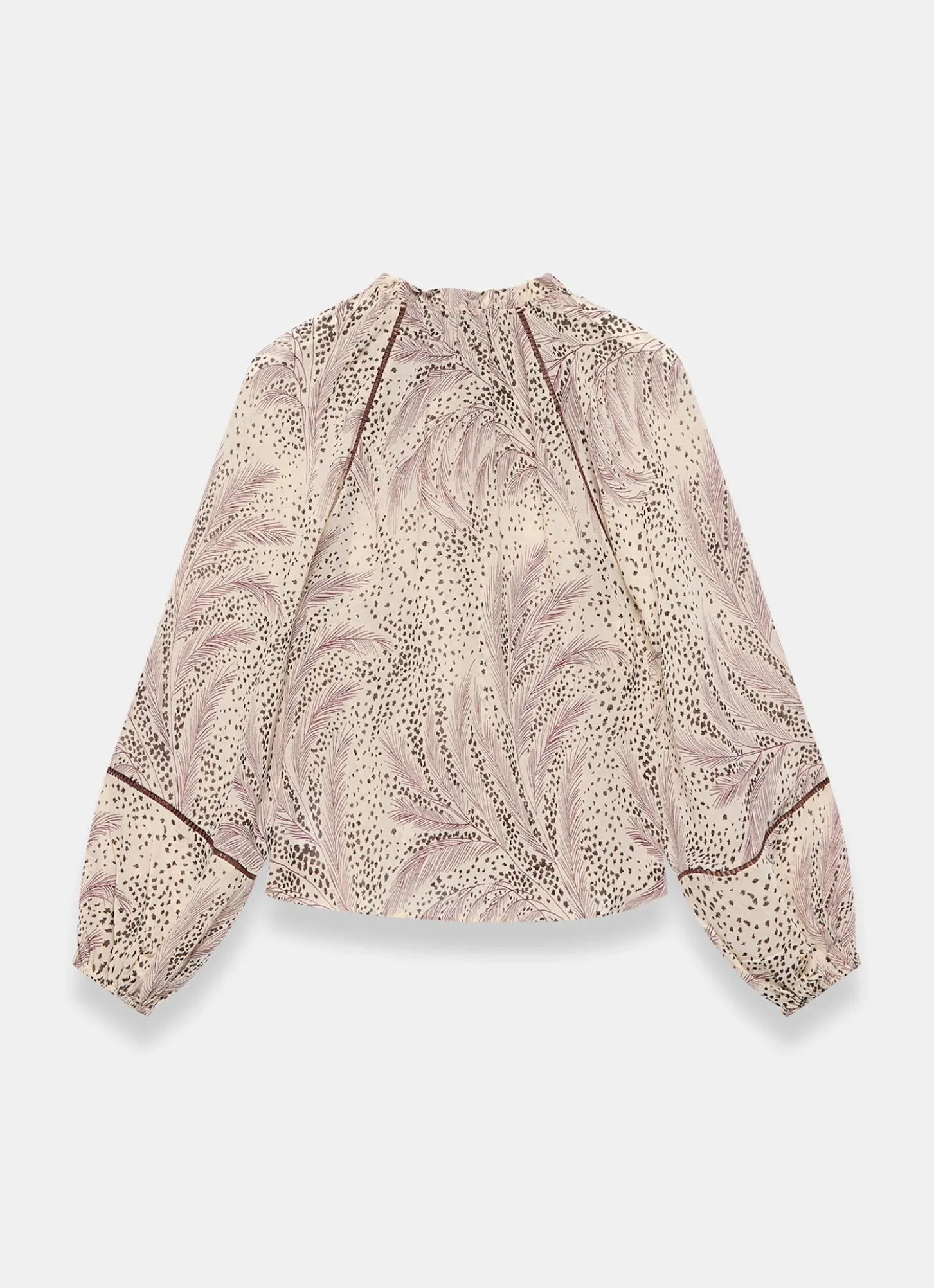 Cream Feather Print Blouse
