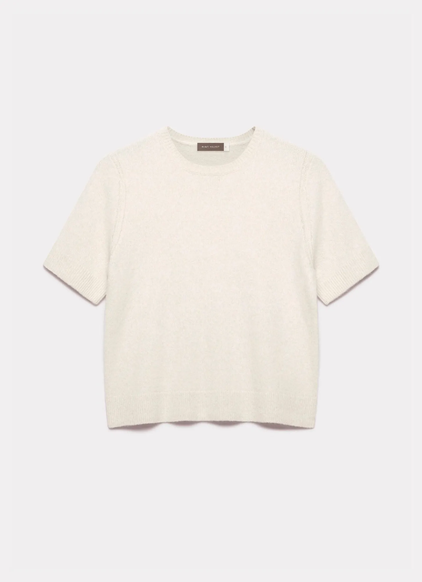 Cream Fitted Knit Tee