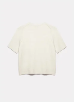 Cream Fitted Knit Tee