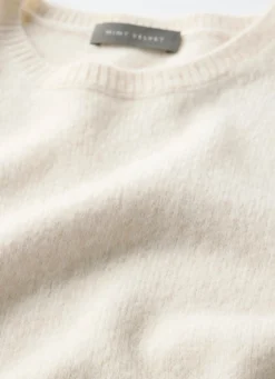 Cream Fitted Knit Tee