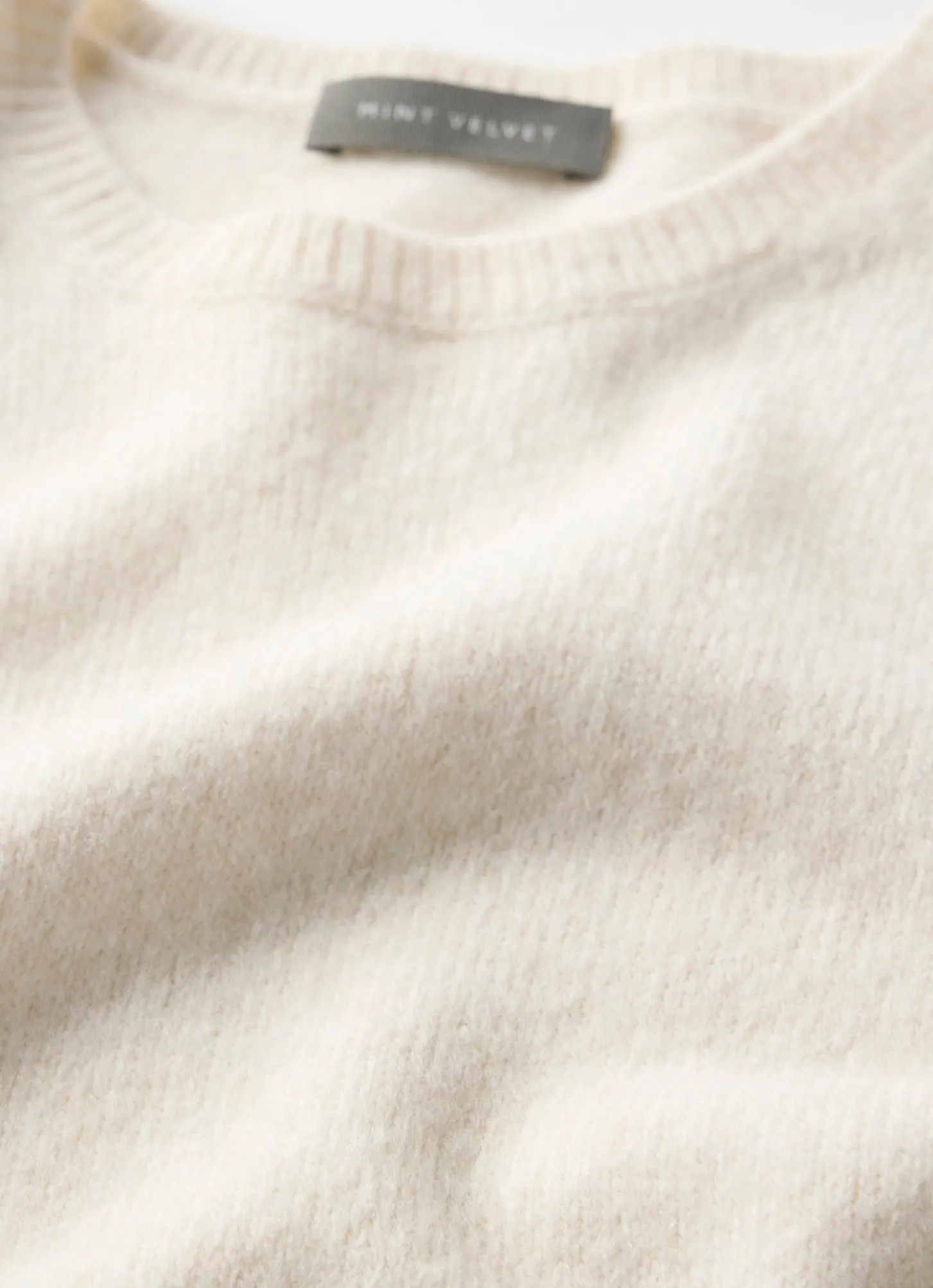 Cream Fitted Knit Tee