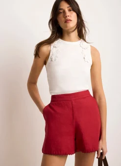 Cream Floral Applique Vest Top