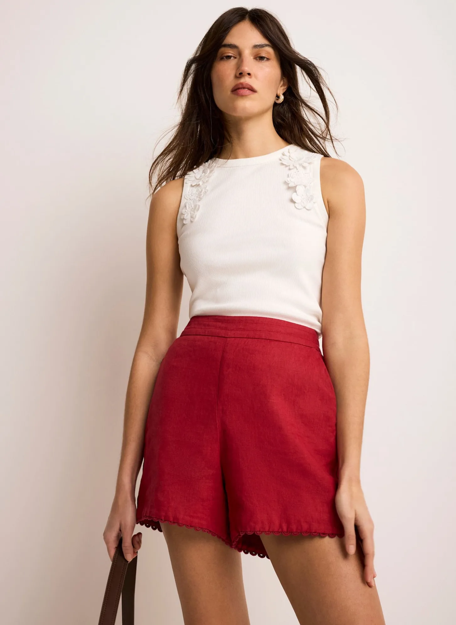 Cream Floral Applique Vest Top