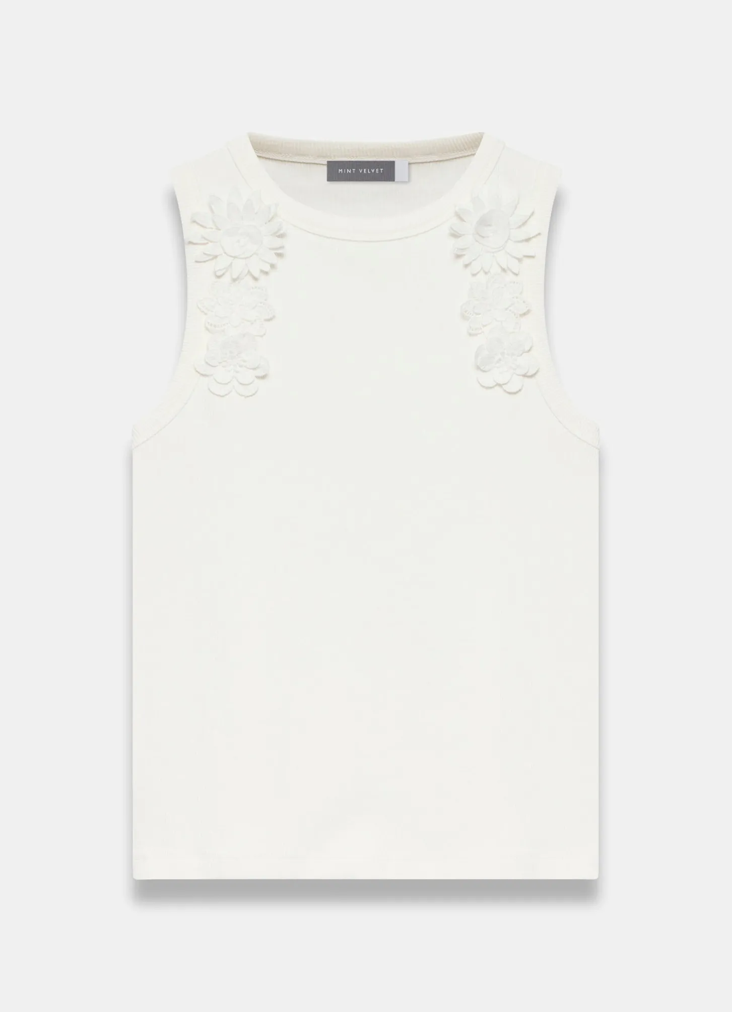 Cream Floral Applique Vest Top