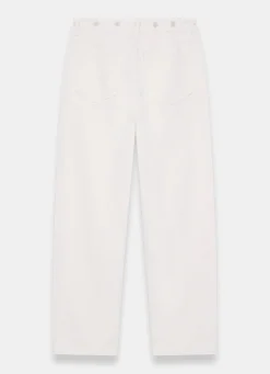 Cream Floral Embroidered Tapered Jeans