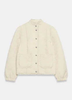 Cream Floral Jacquard Quilted Jacket