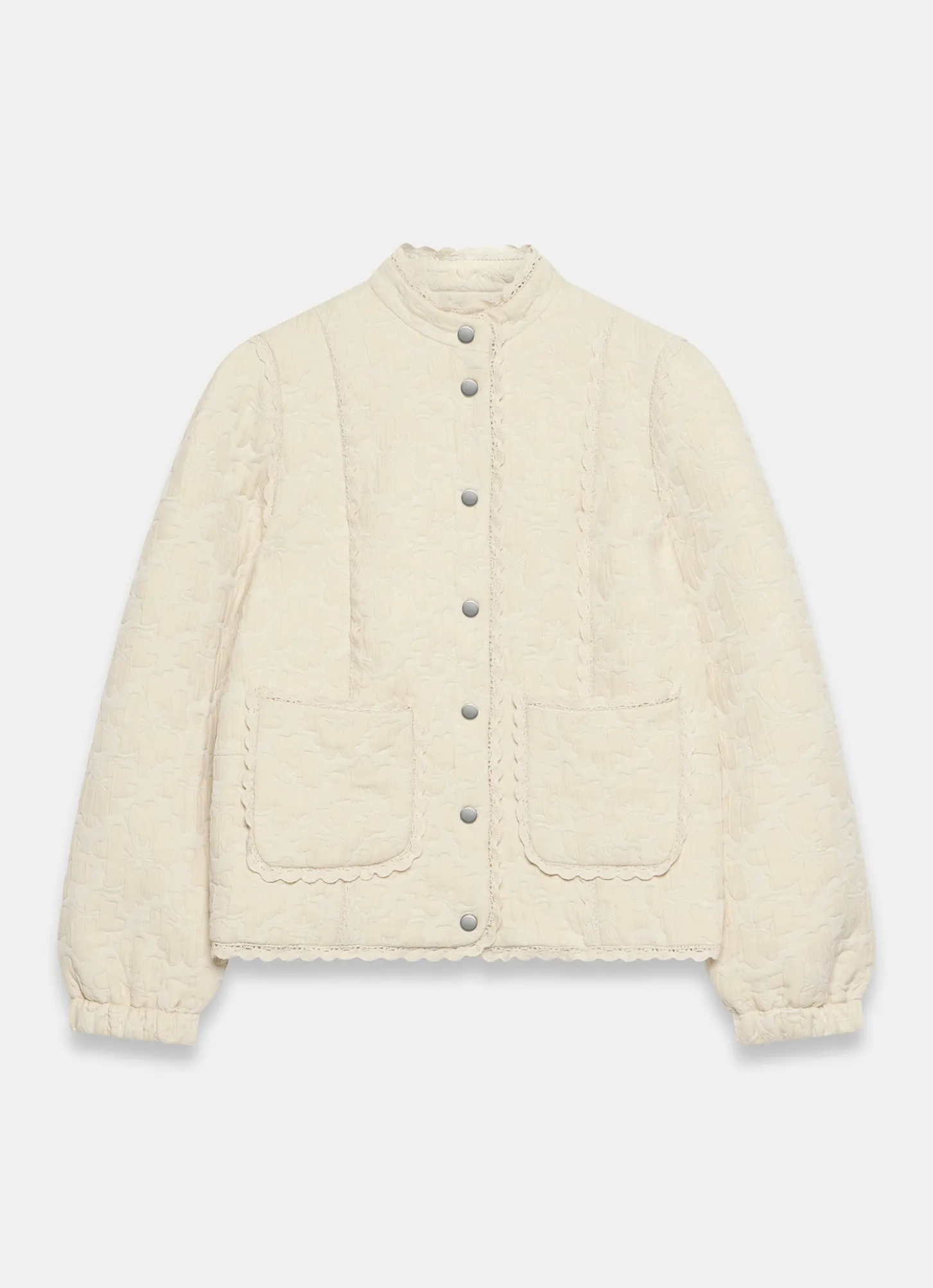 Cream Floral Jacquard Quilted Jacket