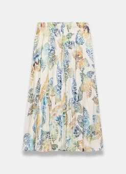 Cream Floral Print Crinkle Maxi Skirt