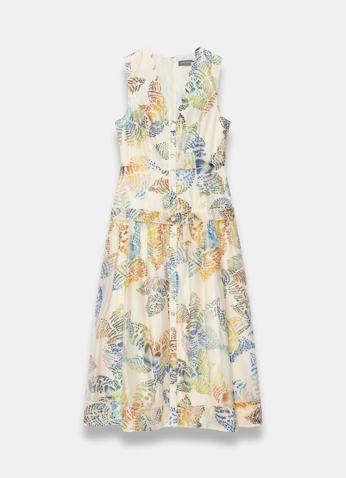 Cream Floral Print Midi Dress