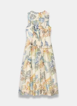 Cream Floral Print Midi Dress