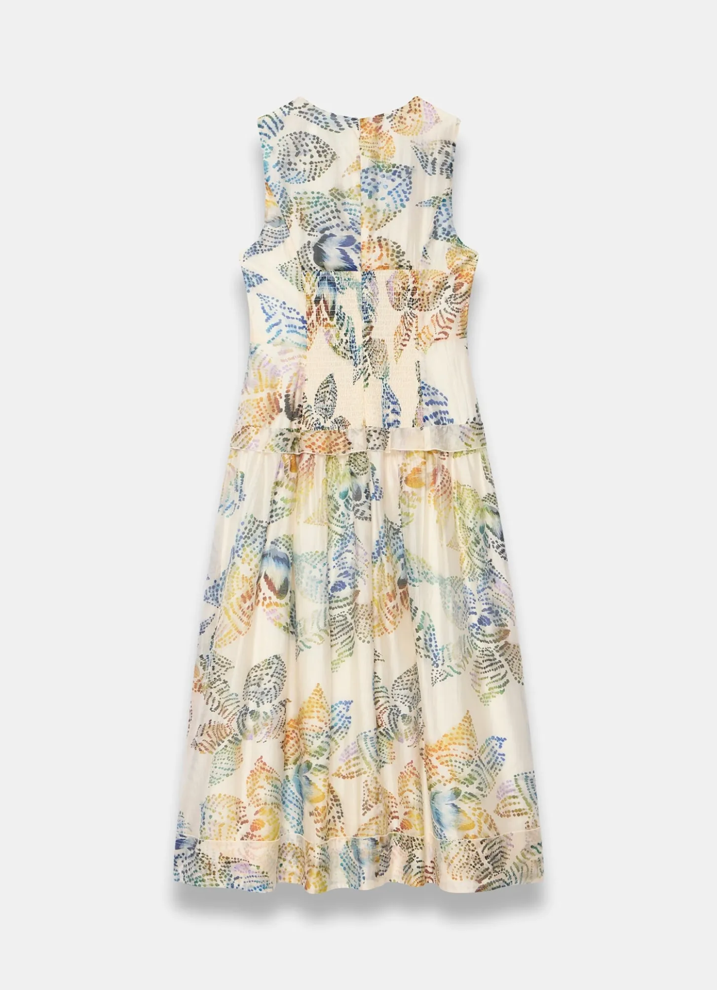 Cream Floral Print Midi Dress