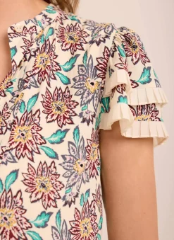 Cream Floral Print Mini Dress