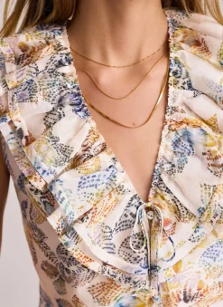 Cream Floral Print Ruffle Top