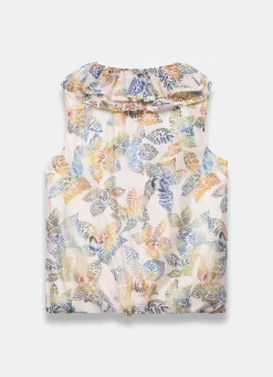 Cream Floral Print Ruffle Top